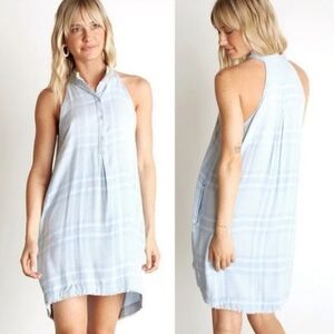 CHELSEA & VIOLET Sleeveless Baby Blue Plaid Shift Dress